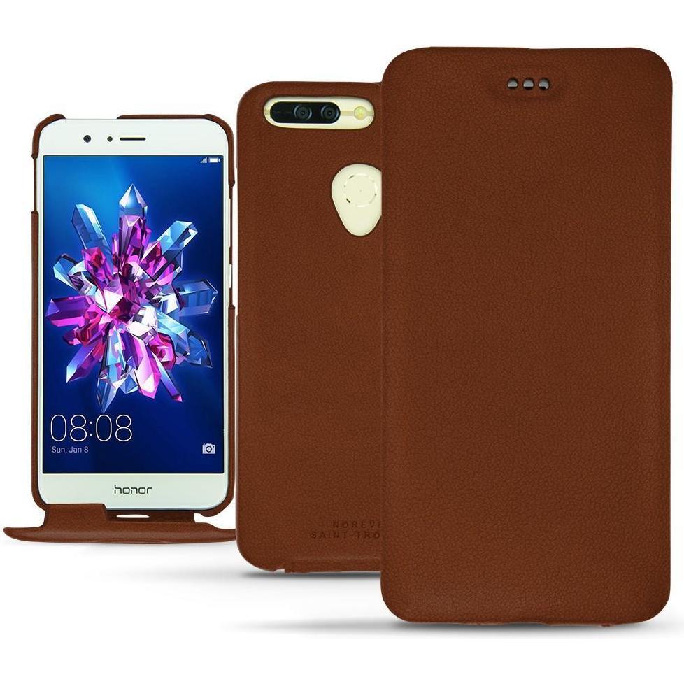 Noreve Lederschutzhülle vertikal (Honor 8 Pro), Smartphone Hülle, Braun