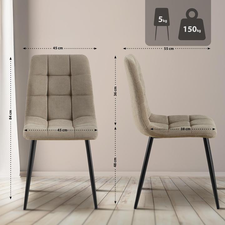 Actual product image CLP 4er Set Esszimmerstuhl Tilde gepolstert mit Rückenlehne bis 150 kg belastbar