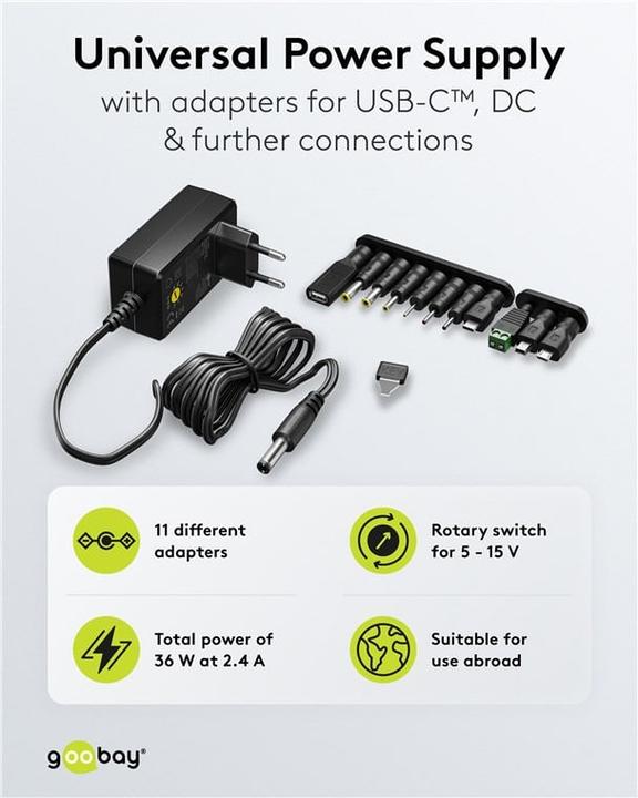 Actual product image Goobay Universal power supply unit 36 W