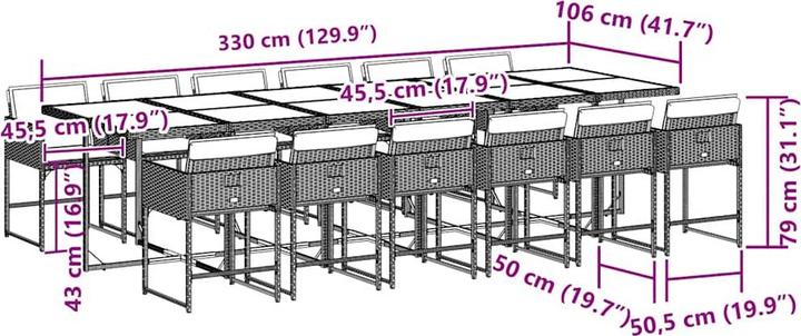 Produktbild vidaXL Garten Essgruppe (330 x 106 x 73 cm)