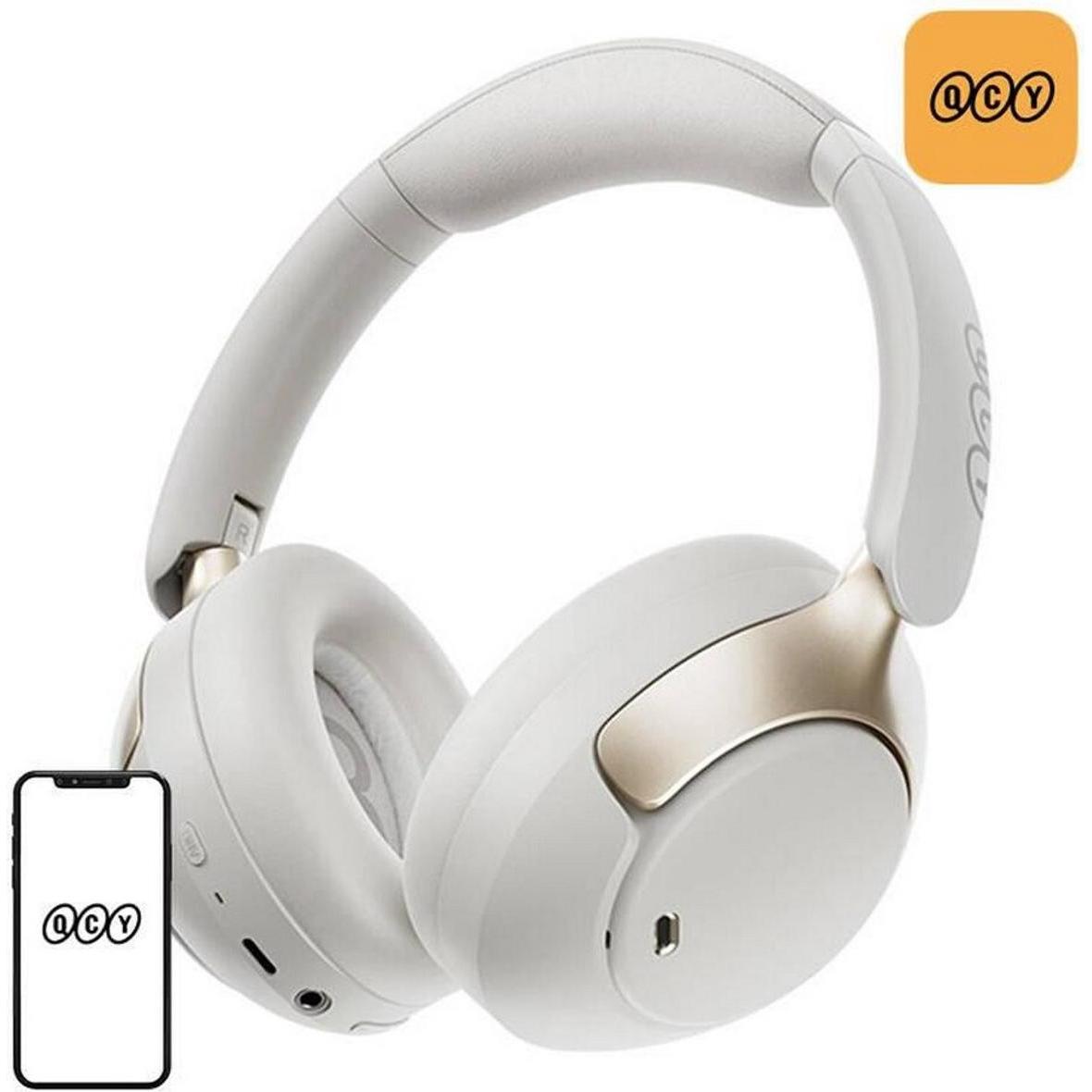 QCY H3 Pro (ANC, 40 h, Cablato, Senza fili), Cuffie, Bianco