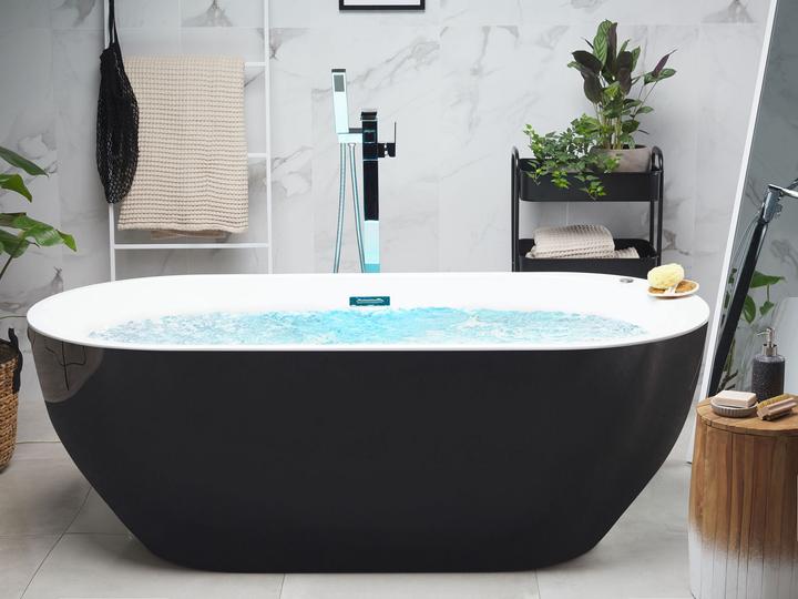 Produktbild Beliani Whirlpool Badewanne freistehend schwarz mit LED 170 x 80 cm NEVIS (264 l, 170 cm, 80 cm)