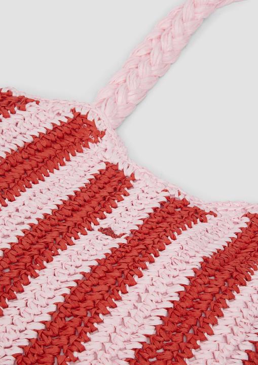 Actual product image S.Oliver Tasche Gestreifte Raffia-Tasche mit geflochtenem Henkel