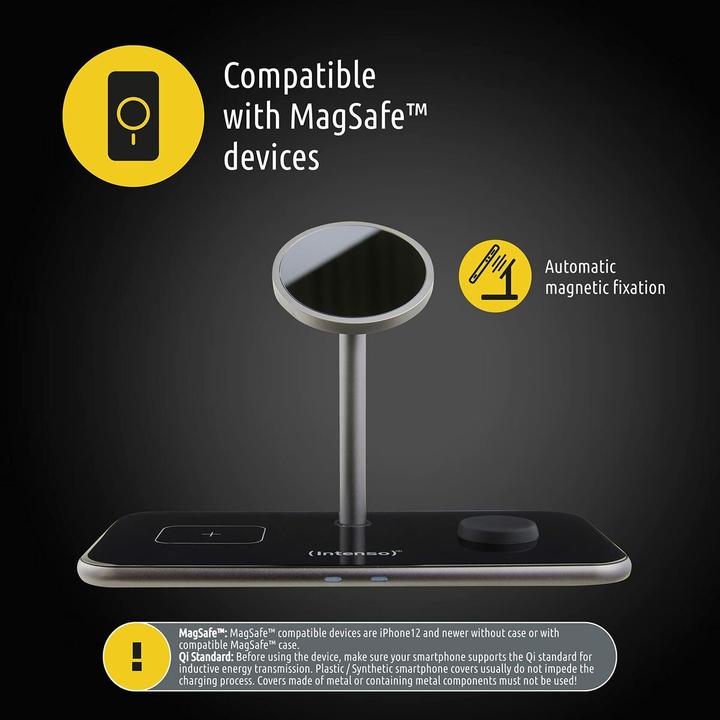 Produktbild Intenso 3in1 Magnetic Wireless Charger MB13 schwarz (15 W)