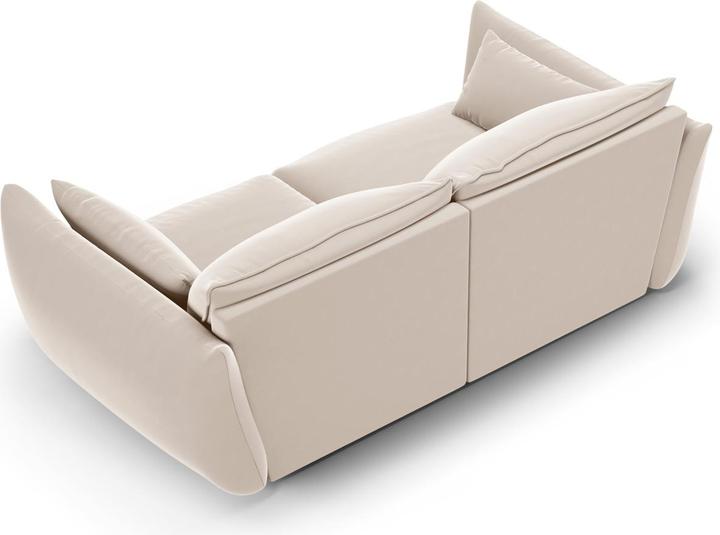 Actual product image Maison Heritage Velvet Sofa, "Clau", 2 Seats, Beige, 180x110x85 Made in Europe (2 person sofa)