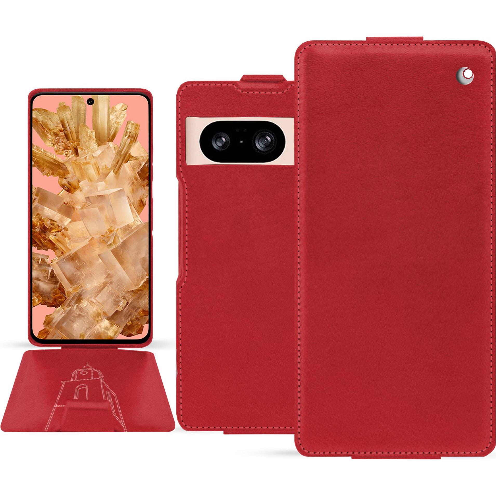 Noreve Lederschutzhülle vertikal (Google Pixel 8), Smartphone Hülle, Rot