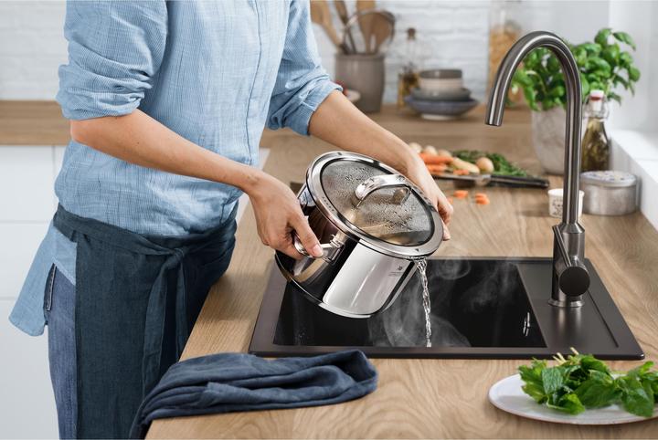 Actual product image WMF Topfset Induktion Kochtopfset 5tlg Glasdeckel Function4 Edelstahl 18/10 (16 cm, Pan set + pot set, Stainless steel)