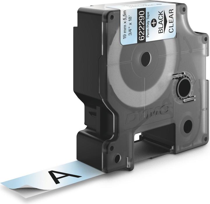 Produktbild Dymo Rhino 19mm schwarz auf Hell Perm Poly (1.90 cm, Transparent)