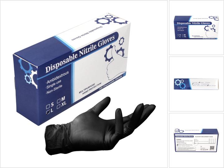 Produktbild Tool Brothers Nitril Einweg Handschuhe Schwarz / Black 100 Stück Grösse L / Large - nicht Steril (L)