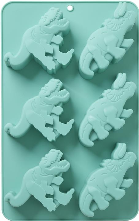 Produktbild Rice - Silicone Baking Form with 6 Dinos - Mint - 30 cm x 20 cm