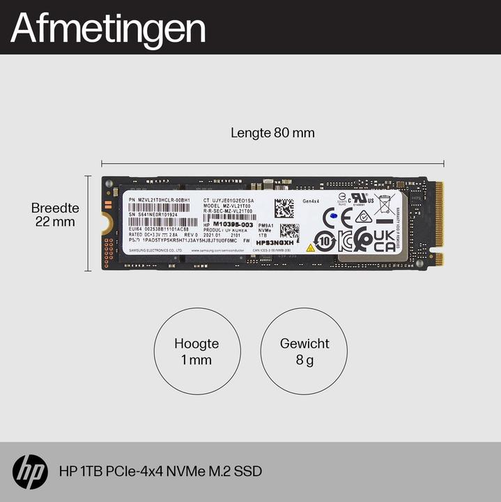 Image du produit HP 1TB PCIe4x4 NVMe M.2 SSD (1000 Go, M.2 2280)