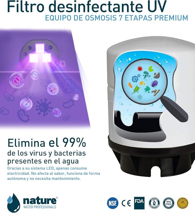 Produktbild Nature 7-stufige Umkehrosmoseanlage mit Pumpe, NSF-zertifiziert, UV-LED-Desinfektion