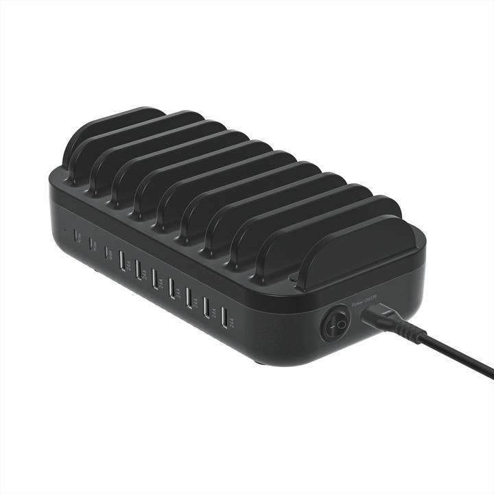 Actual product image Deltaco USB charging station, 20 W, total max 120 W - Black (12 W)