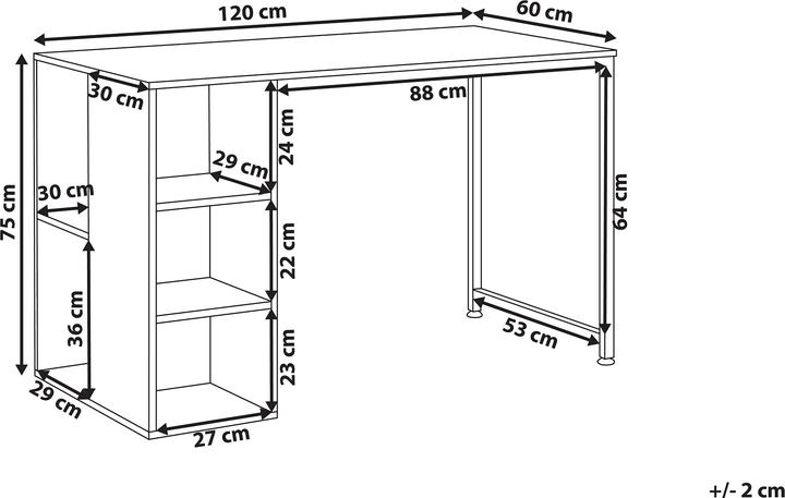Produktbild Beliani Schreibtisch weiss / dunkler Holzfarbton 120 x 60 cm DESE (120 x 60 x 75 cm)