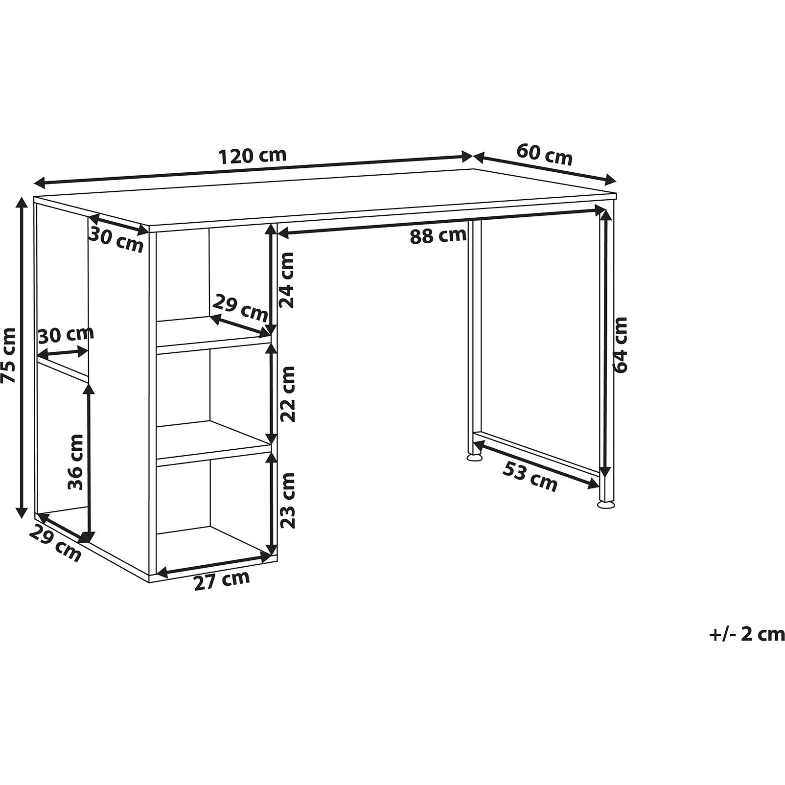 Thumbnail - Beliani, Schreibtisch, Schreibtisch weiss / dunkler Holzfarbton 120 x 60 cm DESE (120 x 60 x 75 cm)