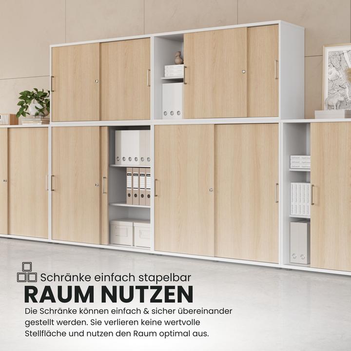 Produktbild Bümö Schiebetürenschrank office - 2 Ordnerhöhen (120 x 40 x 75 cm)
