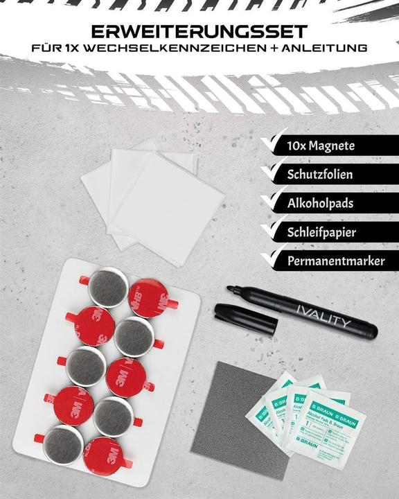 Ivality Magnet-Kennzeichenhalter - Erweiterung Wechselkennzeichen Clean