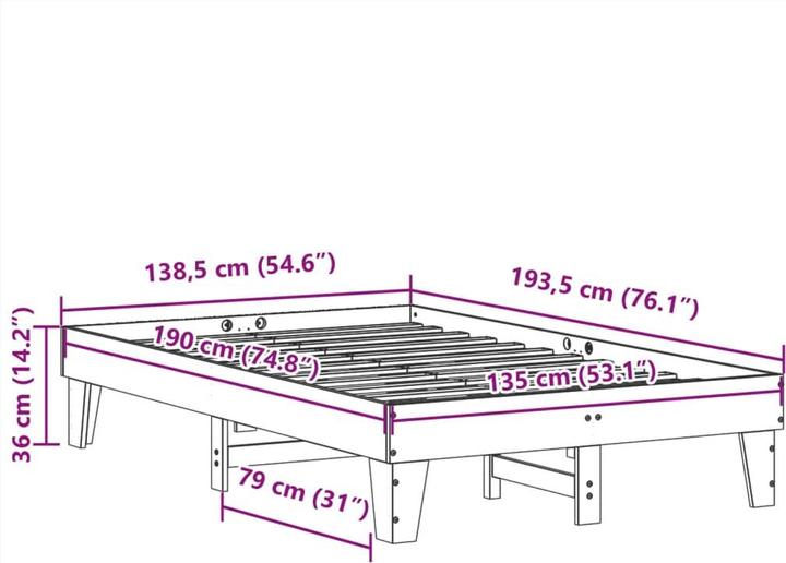 Produktbild vidaXL Bettgestell (135 x 190 cm)