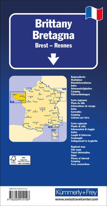 Immagine prodotto Carta regionale della Bretagna Francia 1:200 000