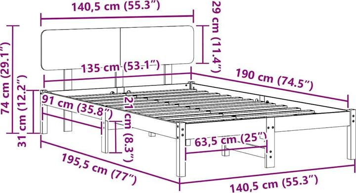 Actual product image vidaXL Bedstead (135 x 190 cm)