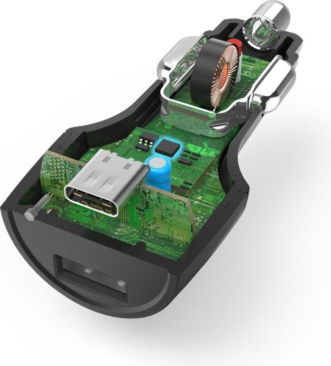 Actual product image Hama Car Charger, USB-C, Power Delivery (PD)/Qualcomm®+USB-A, 30 Watt, Black