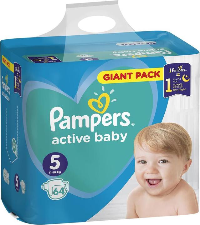 Produktbild Pampers Active Baby (Gr. 5, Halbmonatsbox, 64 Stk.)