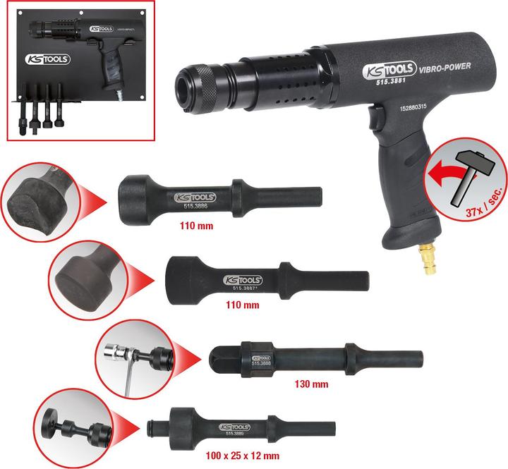 Actual product image KS Tools Vibro-Power pneumatic chisel hammer set. 6 pcs. 51 (Petrol)