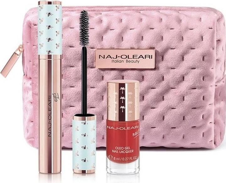 Actual product image Naj Oleari Classy Kit Wear The Volume Mascara and Oleo Gel Nail Lacquer Smalto with Pochette (Make up set)