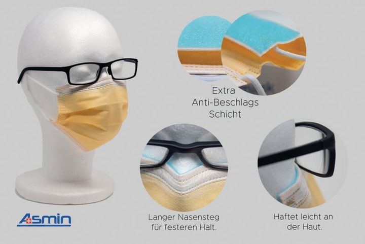 Actual product image Suisse Laboratories Anti-fog Medizin Maske Typ IIR (Type IIR, 50 x)