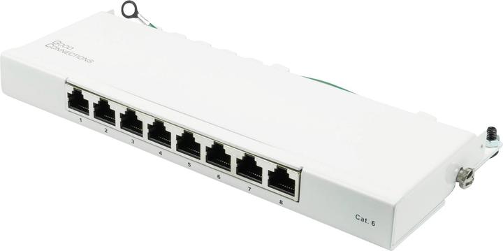 Good Connections Patch panel desktop Cat. 6, 8-port, 0.5 U, STP shielded, tool-free opening, pure white (RAL9010)