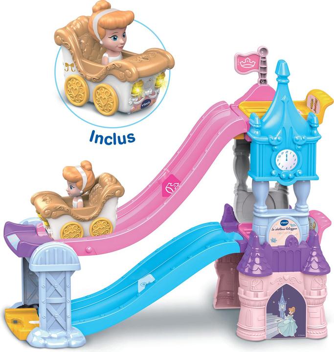 Produktbild VTech Tut Tut Bolides Disney Princesses - Château-toboggan enchanté (+Le carrosse mariage enchanté de Cen