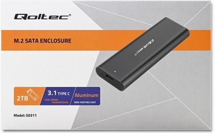 Produktbild Qoltec Obudowa | kieszeń do dyskówM.2 SATA SSD | NVME | USB typ C (M.2)