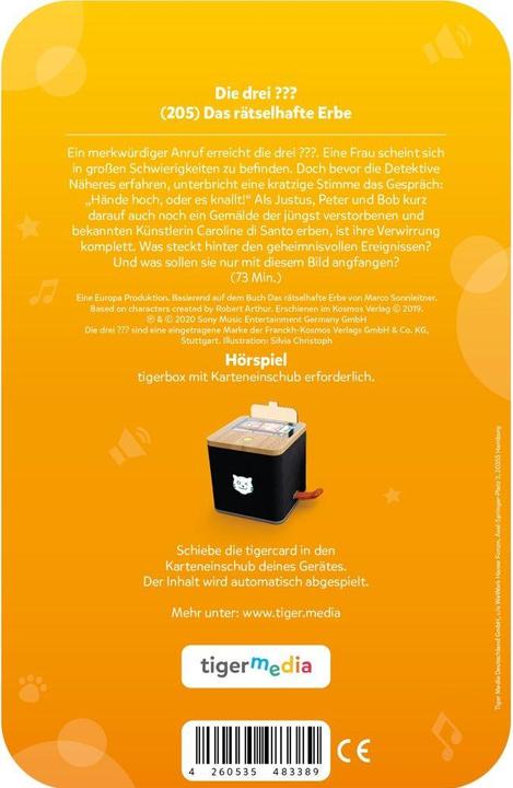 Actual product image Tigermedia tigercard - The three??? - Episode 205: Mysterious inheritance (German)