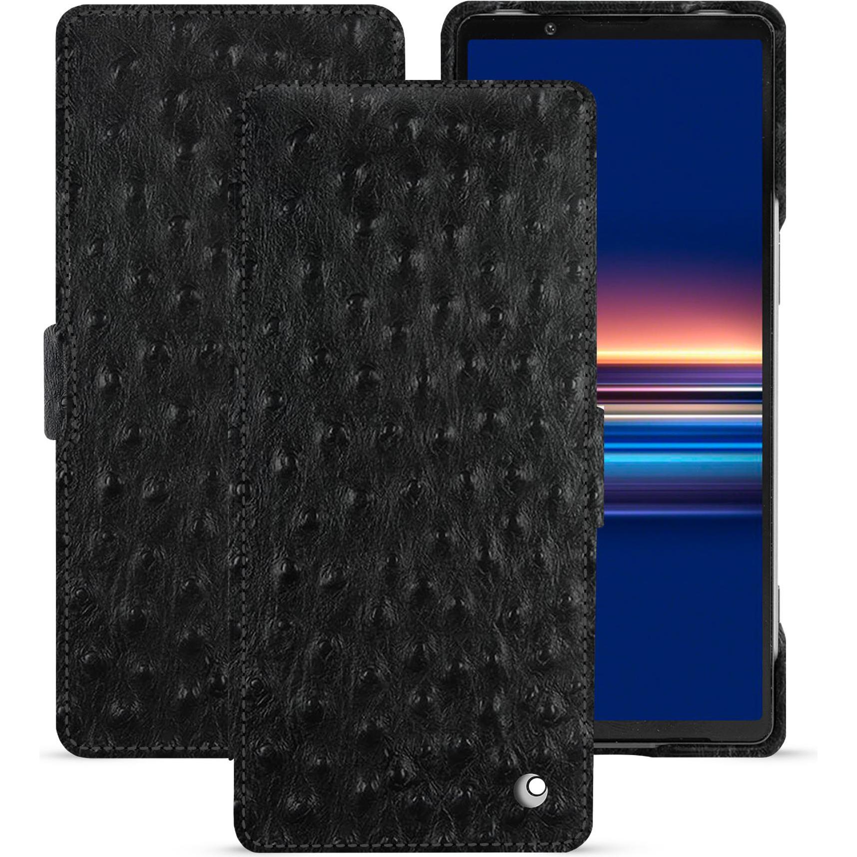 Noreve Lederschutzhülle horizontal (Sony Xperia 5 V), Smartphone Hülle, Schwarz