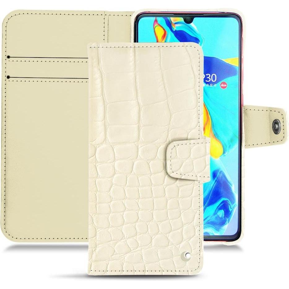 Noreve Lederschutzhülle Wallet (Huawei P30), Smartphone Hülle, Weiss