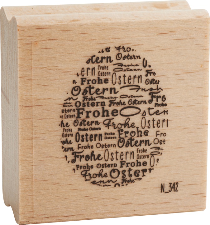 Produktbild Blau in gelb Holzstempel "Frohe Ostern"