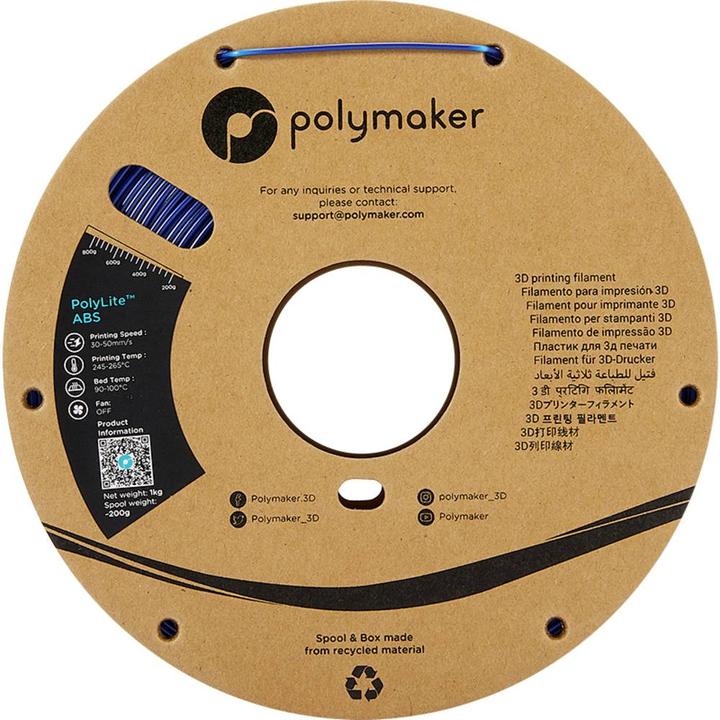 Produktbild Polymaker PolyLite ABS Blau 2,85 mm 1.000 g (ABS, 2.85 mm, 1000 g, Blau)
