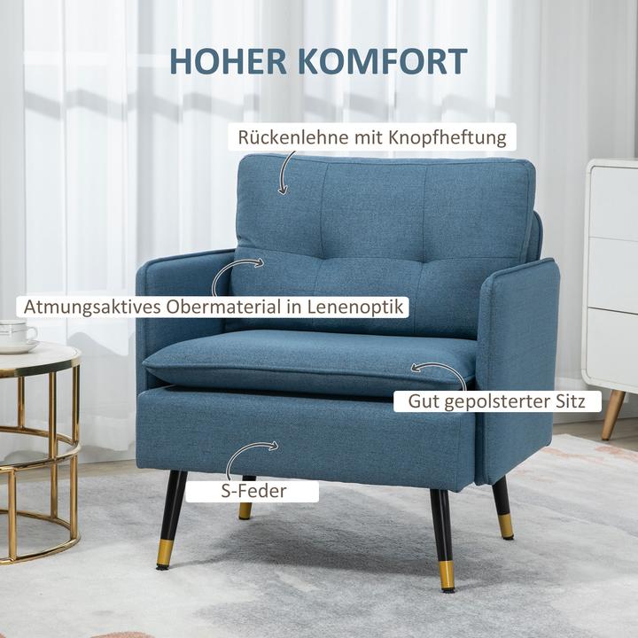 Produktbild Homcom Sofa Polyester, Stahl Blau