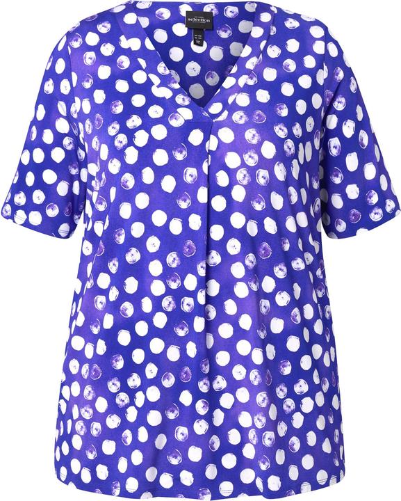 Produktbild Ulla Popken Slinky-Shirt, Tupfen, Zierfalte, V-Ausschnitt, Halbarm (46, 48)