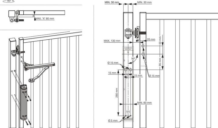 Produktbild Locinox Türschliesser Verticlose-2, für 90Â° und 180Â° öffnung, Aluminium silberfärbig (Eingangstür, Outdoor)
