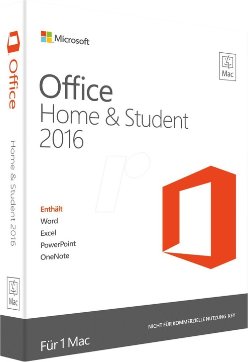 Produktbild Microsoft Office 2016 Home and Student (1 User, 12 Monate)