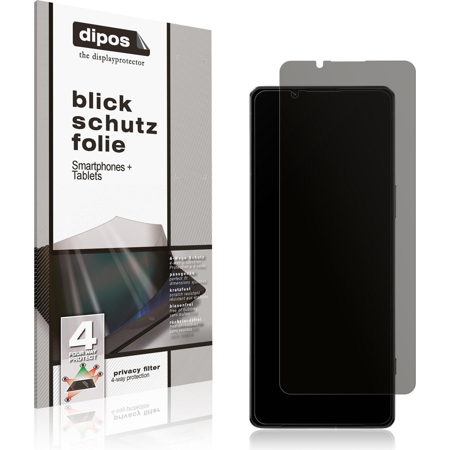 Dipos Blickschutzfolie 4-Way Privacy (1 Stück, Sony Xperia 1 IV), Smartphone Schutzfolie, Transparent