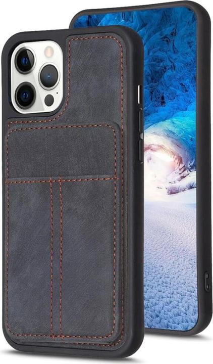 Actual product image Cover-Discount iPhone 15 Pro Max - Kickstand Case with card slots black (Apple iPhone 15 Pro Max)