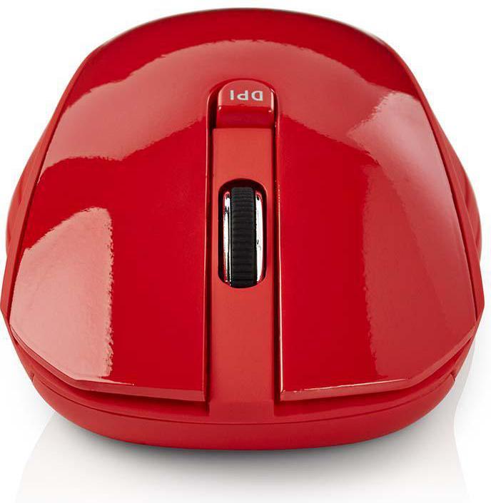 Actual product image Nedis Mouse Wireless 800/1200 / 1600 DPI Adjustable DPI Number of buttons: 3 Ambidextrous Red (Wireless)