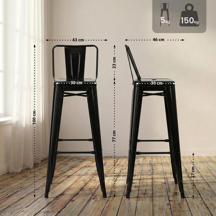 Image du produit CLP Tabouret de bar Mason, noir