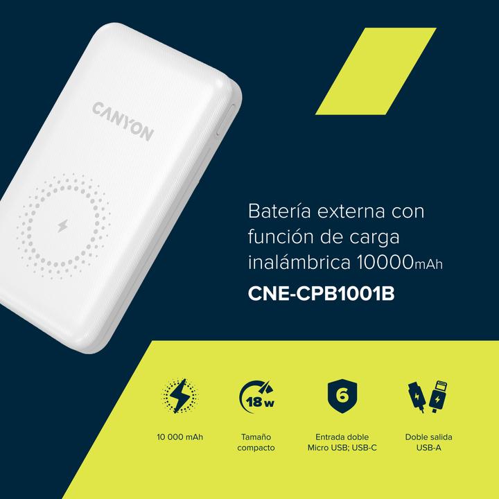 Actual product image Canyon Power bank PB-1001 (10000 mAh, 18 W, 37 Wh)