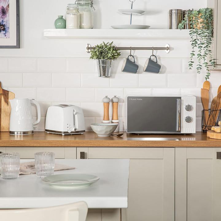 Actual product image Russell Hobbs Manual Microwave with Honeycomb Design, 5 Power Levels, Defrost Setting, Integrated Timer (17 l)
