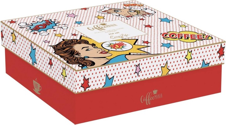Actual product image Easy Life Coffee Mania 6s Espr. cup w. saucer. "Pop art" 100ml (100 ml, 6 x)