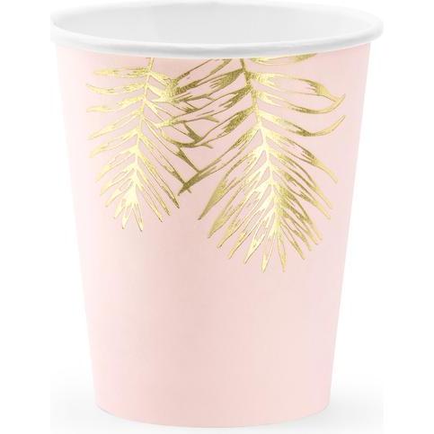 Partydeco, Einweggeschirr, Cups Leaves, light pink, 220ml (1 pkt / 6 pc.) (6 x)
