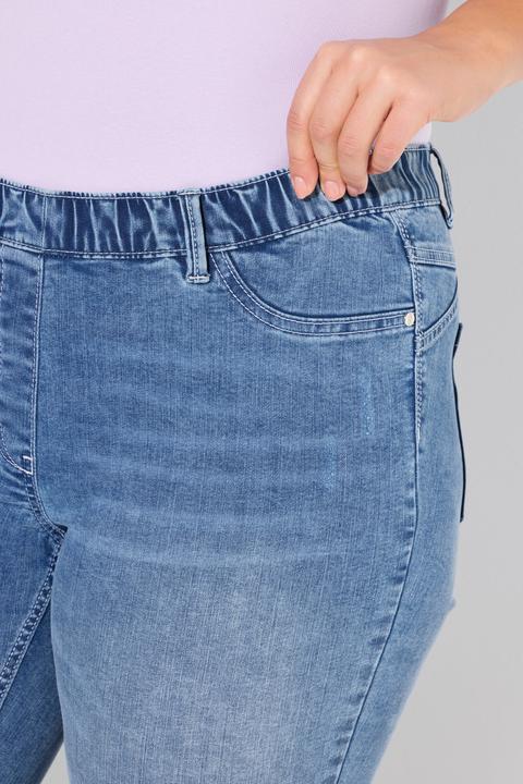 Actual product image Ulla Popken Lightly Distressed Elastic Waist Jeans (50)